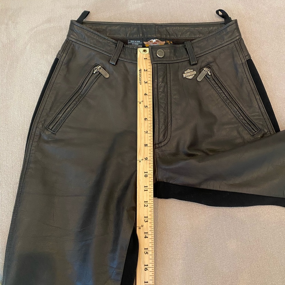 Harley-Davidson Black Leather Pants with Stretch Back Side - Picture 7 of 7